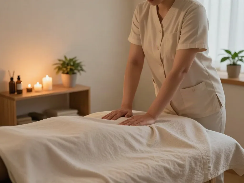 Relaxing 광진구출장안마 massage session in a cozy home setting